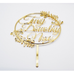 Topper napis pleksi złote lustro dekoracja na tort z imieniem na każdą okazję